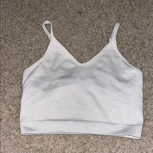White Ribbed Women's Top